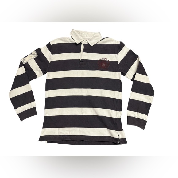 2 for $25 Tommy Hilfiger Black and White Polo rugby Shirt - Picture 1 of 5